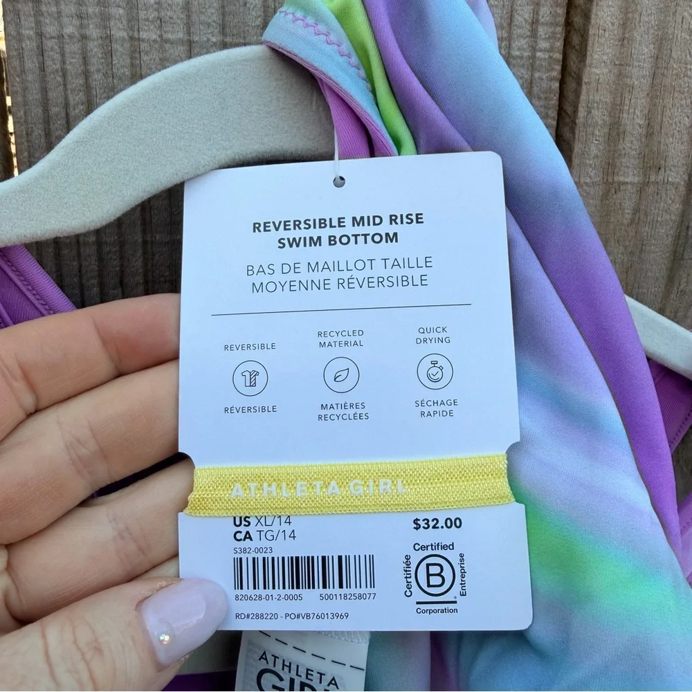 NWT Athleta Reversible Swim bikini Size 14/XL